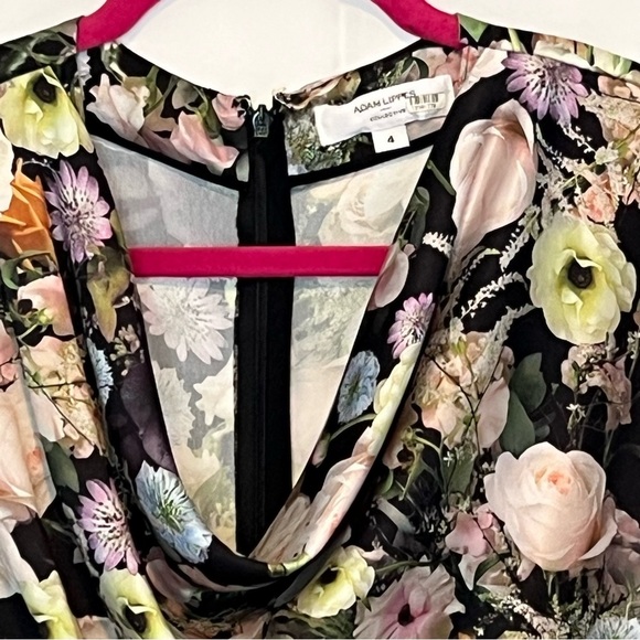 Adam Lippes Collective Women's Top Black Floral Sleeveless Wrap Blouse Size 4 - Picture 5 of 7